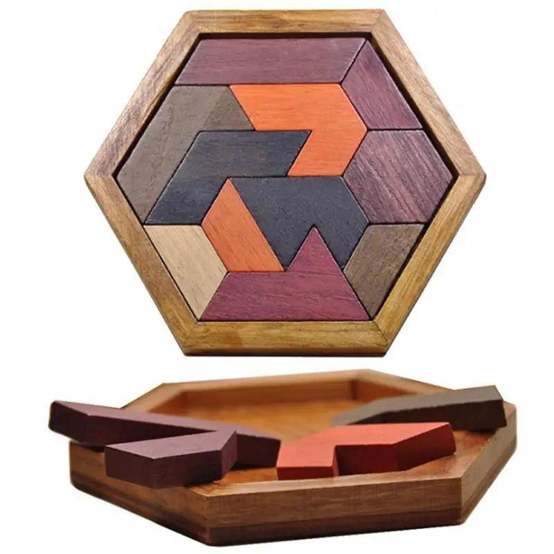 Hexagonal Wooden Geometric Jigsaw Puzzle Board – Educational Toy Wooden Jigsaw Puzzle Babs