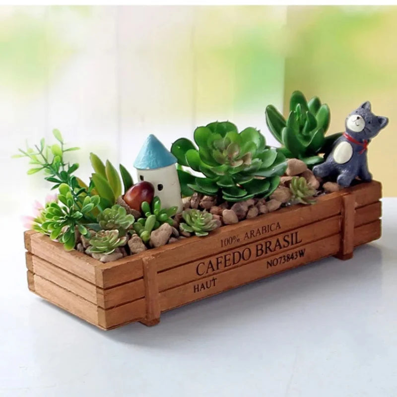 Retro Wooden Storage Box – Succulent Planter & Desk Organizer Wooden Storage Box Babs
