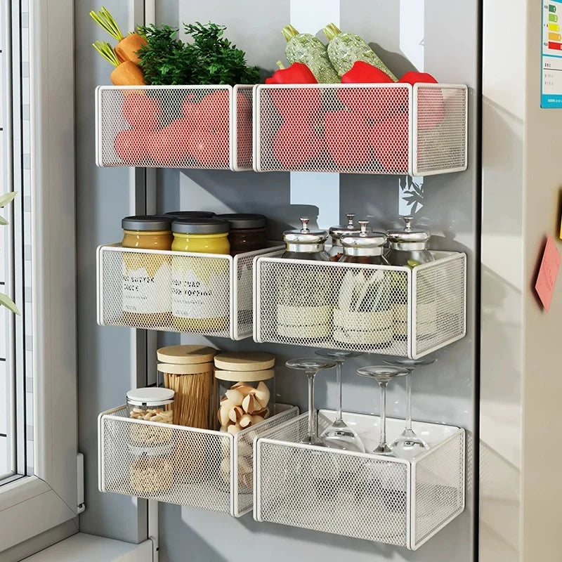 Magnetic Spice Rack Hanging Basket – Fridge & Wall Shelf Magnetic Storage Rack Babs