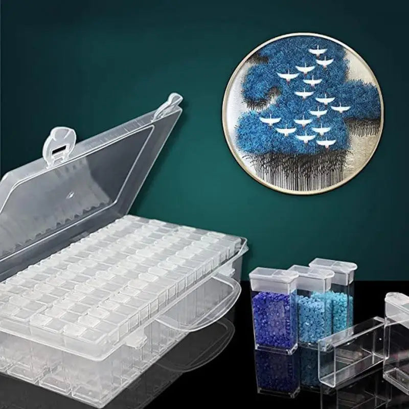 64-Grid Transparent Plastic Storage Box – Diamond Painting Beads Craft Storage Box Babs