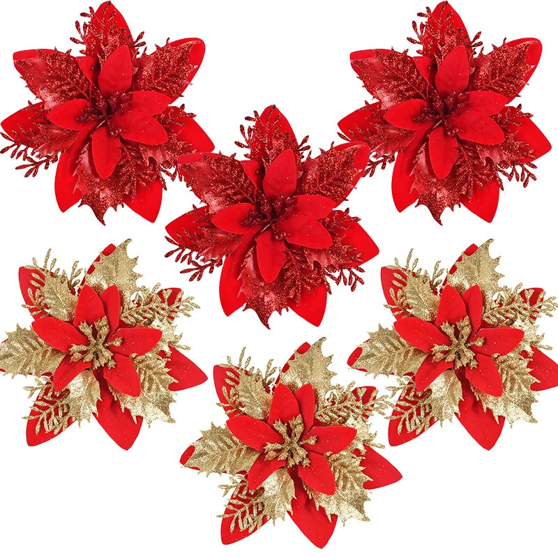 3pcs Glitter Artificial Christmas Flowers Berry Xmas Tree Decor Christmas Tree Ornament Babs
