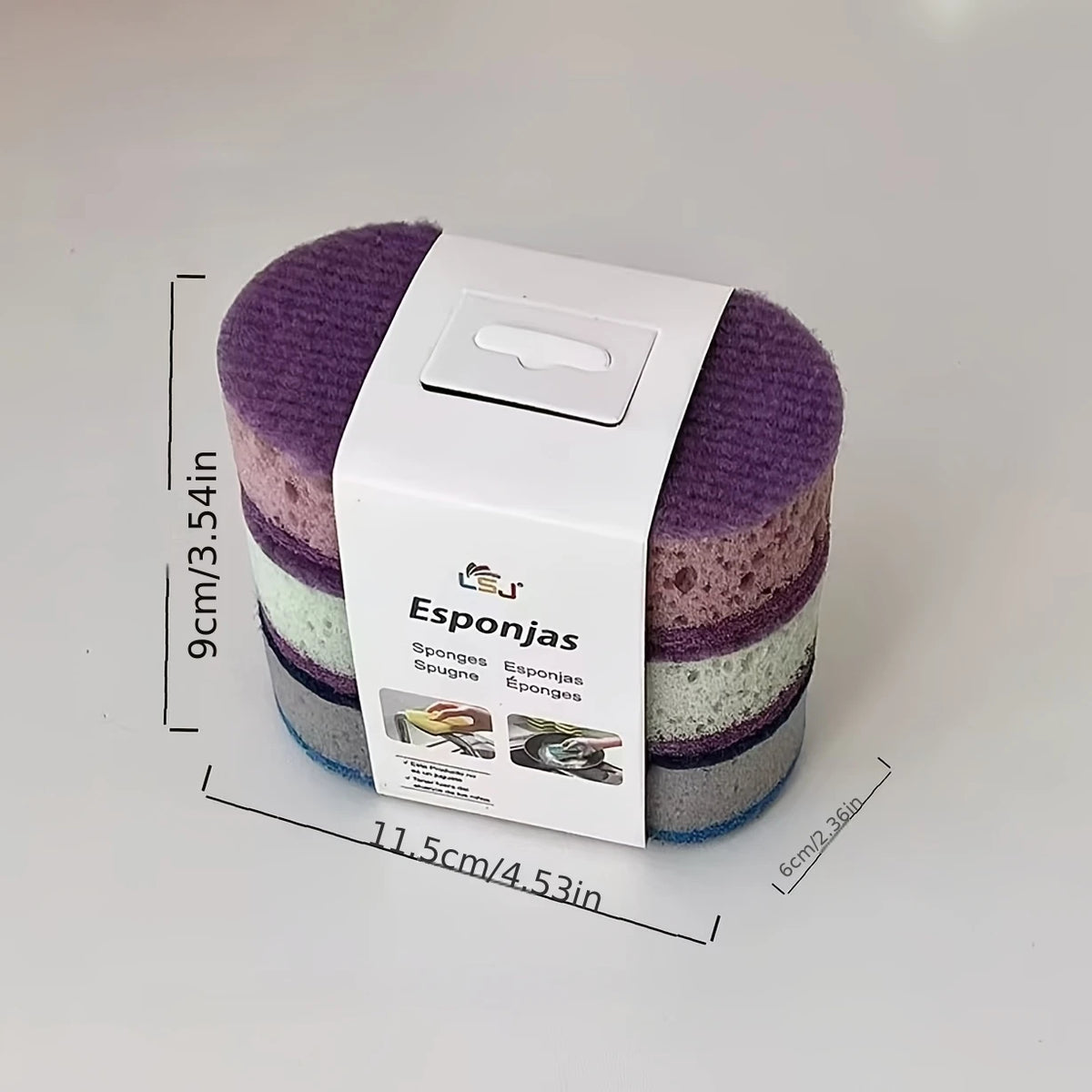 3-Pack Double-Sided Kitchen Sponge Scouring Pads | High-Density Kitchen Scouring Sponge Babs
