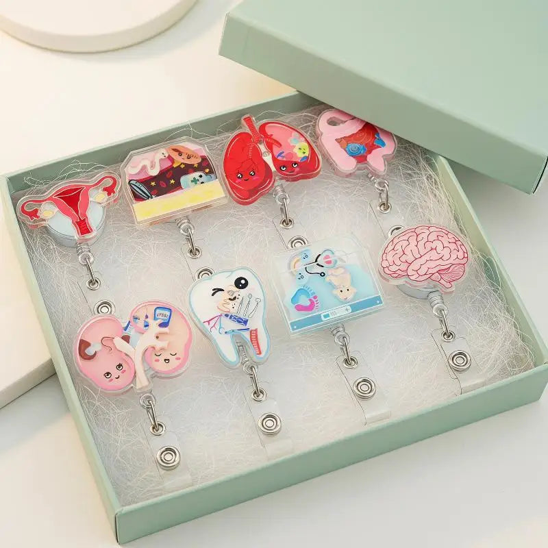 Cartoon Organ Retractable ID Badge Reel for Nurses & Doctors Retractable Badge Reel Babs