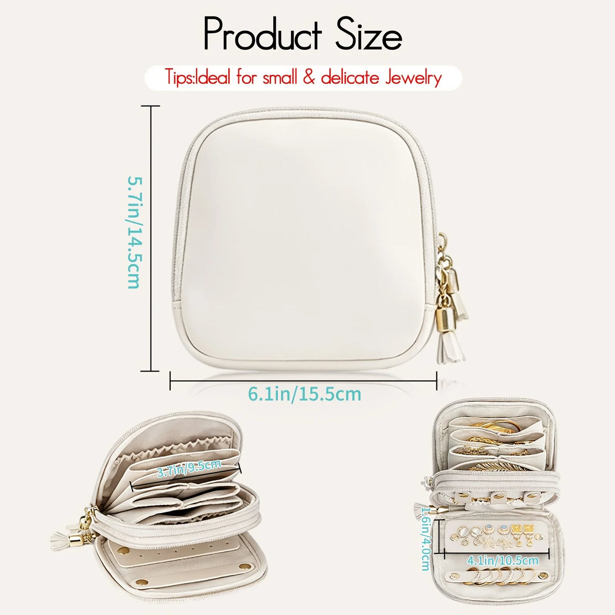 Double Layer Travel Jewelry Box – Faux Leather & Velvet Travel Jewelry Box Babs