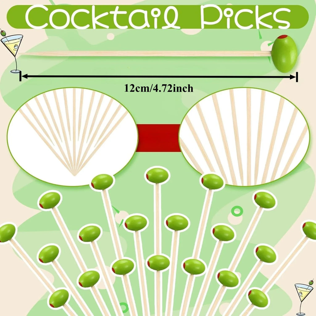 3D Olive Bamboo Cocktail Picks – Party & BBQ Toothpicks Cocktail Party Picks Babs