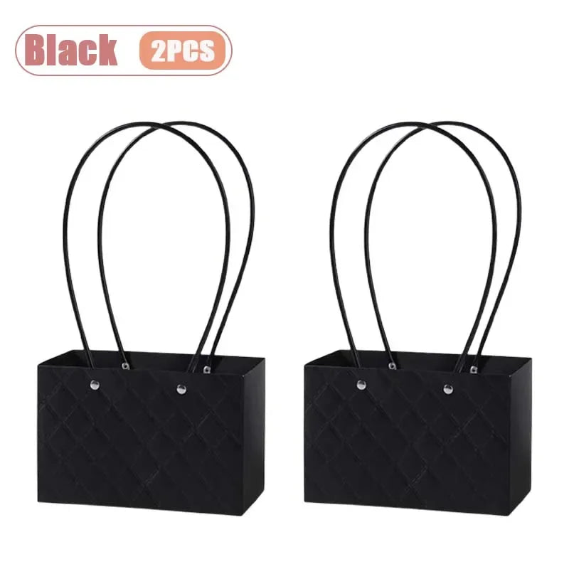 Reusable Waterproof Floral Gift Tote Bags – Wedding & Party Floral Gift Tote Bags Babs Black-2PCS 22x10x13cm