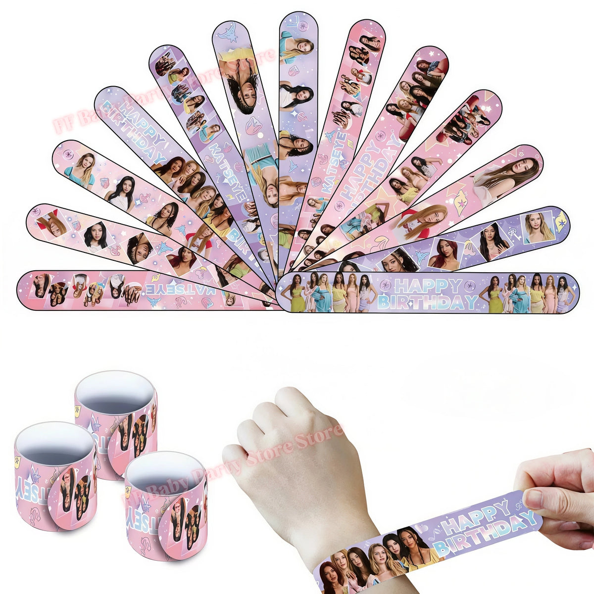 Katseye Kpop Slap Bracelets Party Favors – 6pcs Snap Wristbands Party Favor Bracelets Babs