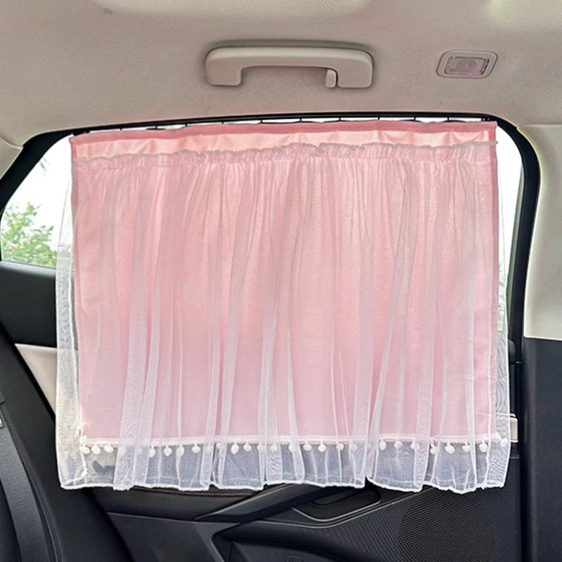 Car Side Window Sun Shade Curtain – UV & Heat Block Car Window Shade Babs Embedded pink