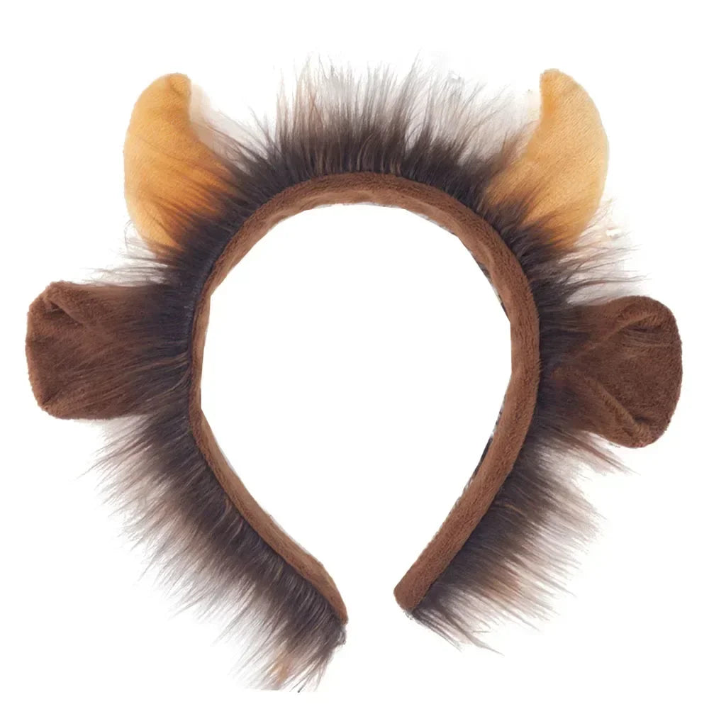 Plush Cattle Costume Set – Horn Ear Headband & Tail Cosplay Costume Accessory Set Babs