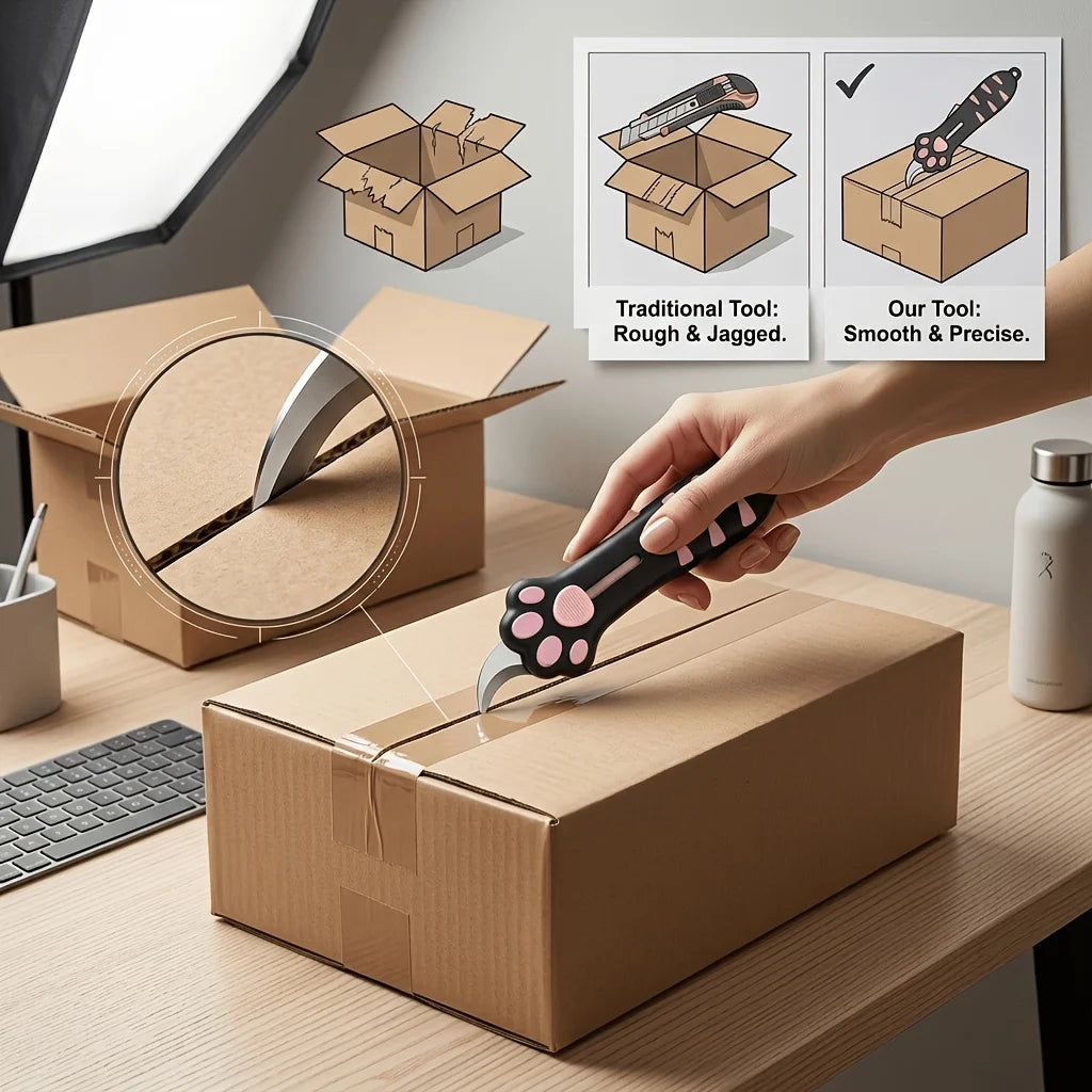 Cat Paw Box Cutter 2-in-1 Utility Knife with Safety Lock Utility Box Cutter Babs