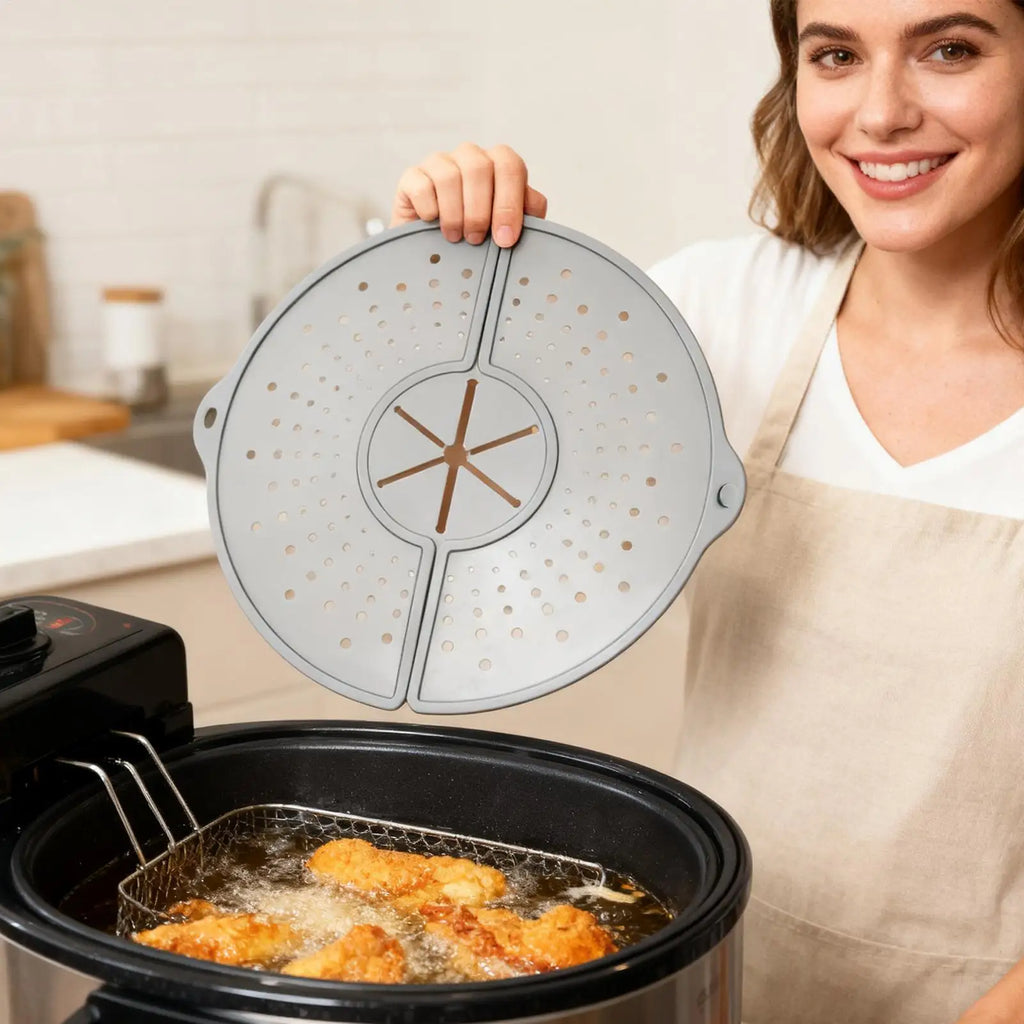 Foldable Silicone Splatter Screen – Oil Splash Guard Pan Lid Silicone Splatter Screen Babs