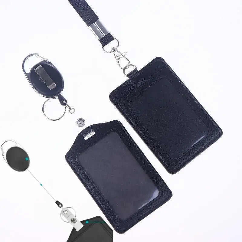PU ID Card Holder Retractable Reel & Lanyard – 1 or 3 Pack ID Card Holder Babs