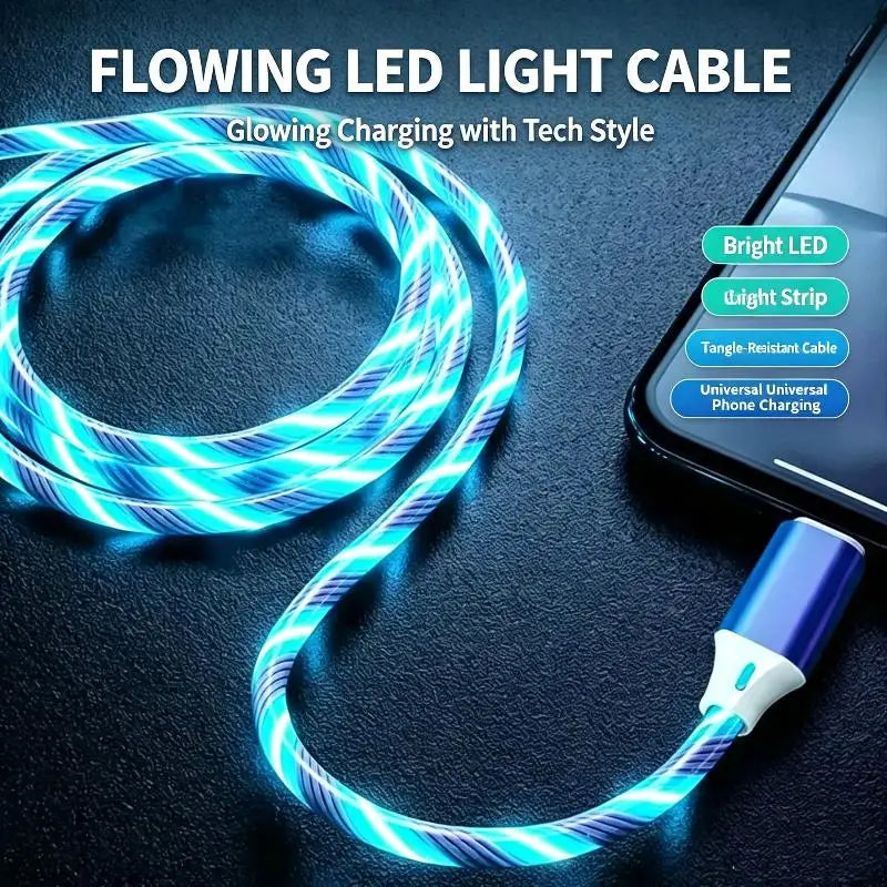 LED Flowing Light USB-C Fast Charging Cable | Glow Effect LED Charging Cable Babs