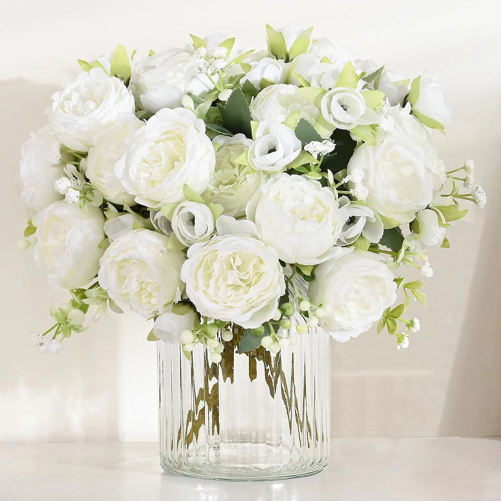 Silk Peony Rose Bouquet – Artificial Flowers for Home & Wedding Artificial Flower Bouquet Babs