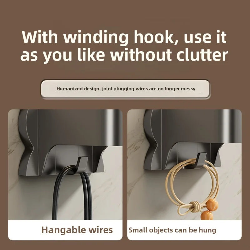 Wall Mounted Hair Dryer Holder – No-Drill Bathroom Rack Bathroom Storage Rack Babs