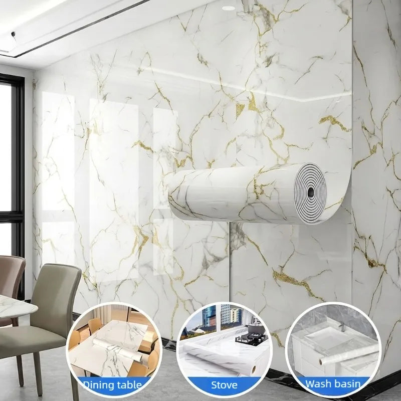 Peel & Stick Marble Wall Panel 300x40cm – Waterproof Foam Peel & Stick Wallpaper Babs