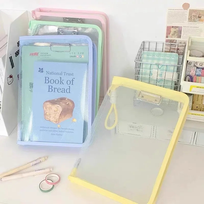 Transparent Zippered Document Bag with Clip – A4 Mesh Pouch Document Storage Bag Babs