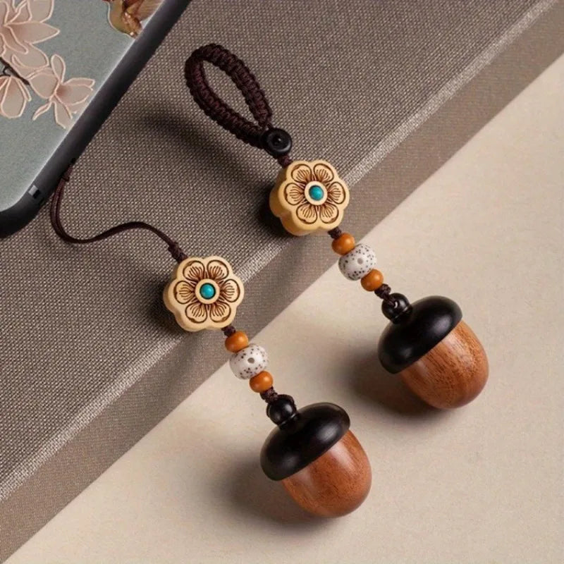Car Keychain Charm Twist Openable Wood Pendant – Unisex Keychain Charm Pendant Babs