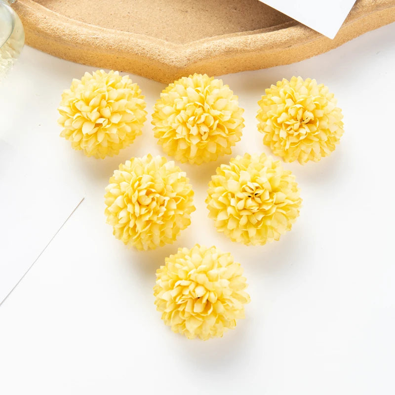 Silk Hydrangea Ball Artificial Flowers – Wedding & Home Décor Artificial Silk Flowers Babs YELLOW 10 pieces