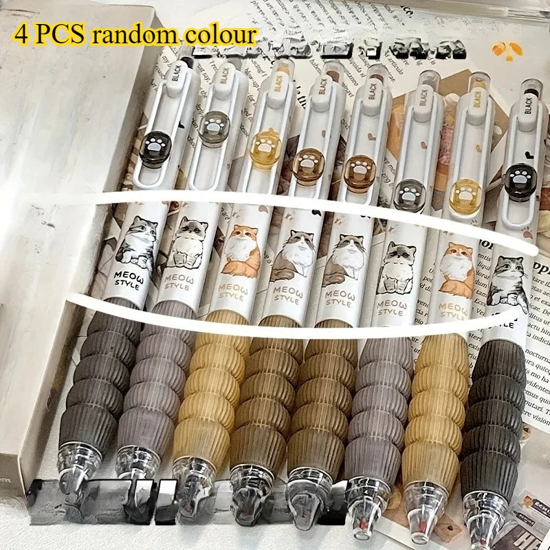 Cute Cat Gel Pens Set – 4pcs 0.5mm Black Ink Retractable Gel Pen Set Babs