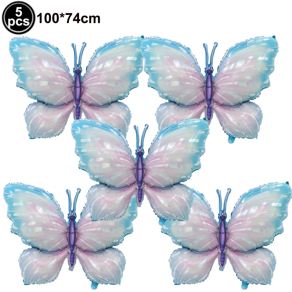 5pcs Butterfly Foil Balloons – Party, Birthday & Baby Shower Party Foil Balloons Babs A As pictures show