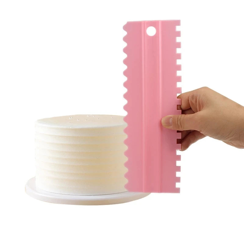 4-Piece Cake Icing Combs & Cream Smoother Spatula Baking Set Cake Decorating Tools Babs