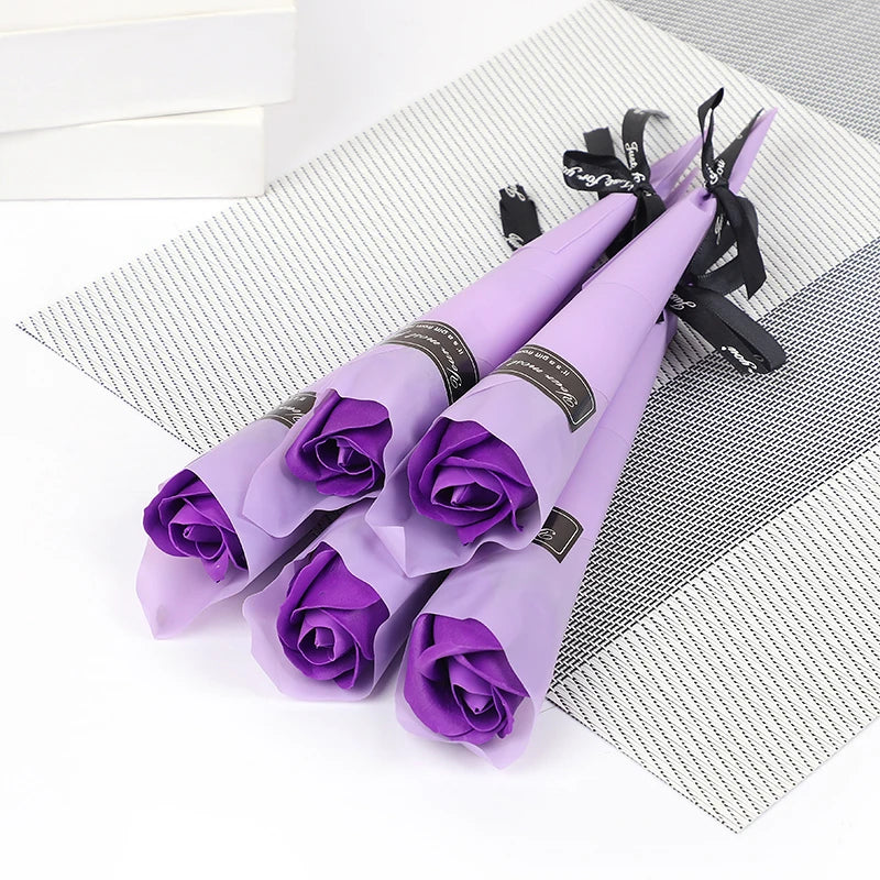 Soap Rose Artificial Flowers DIY Bouquet Gift Set (5–20 Pcs) Artificial Soap Roses Babs Purple 10Pcs
