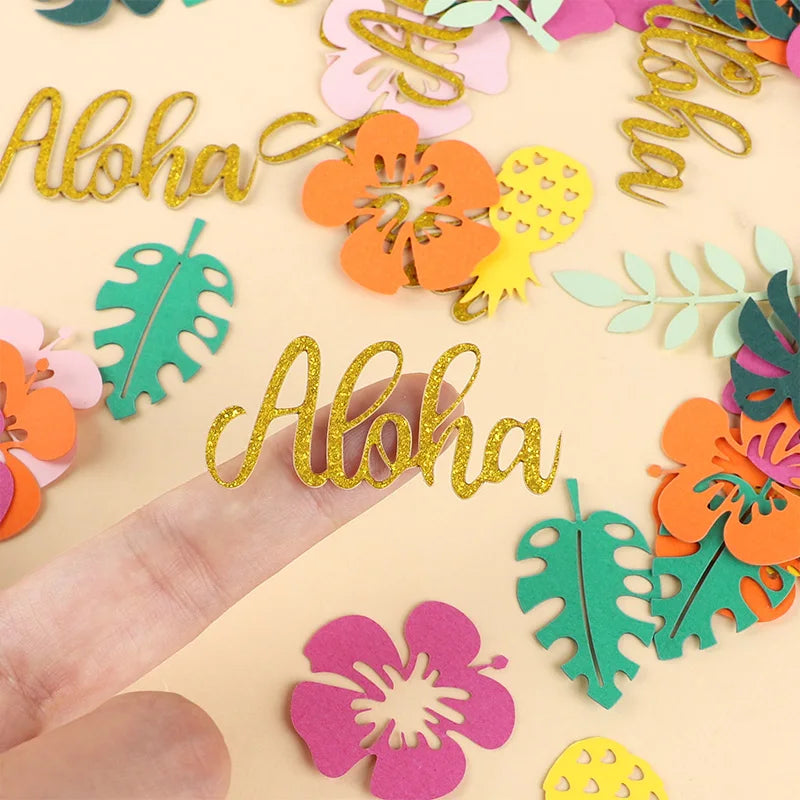 100pcs Hawaiian Luau Paper Confetti – Tropical Party Table Decor Party Table Confetti Babs