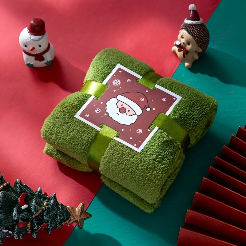 3-Piece Christmas Towel & Face Wash Gift Box | Coral Fleece Towel Gift Set Babs