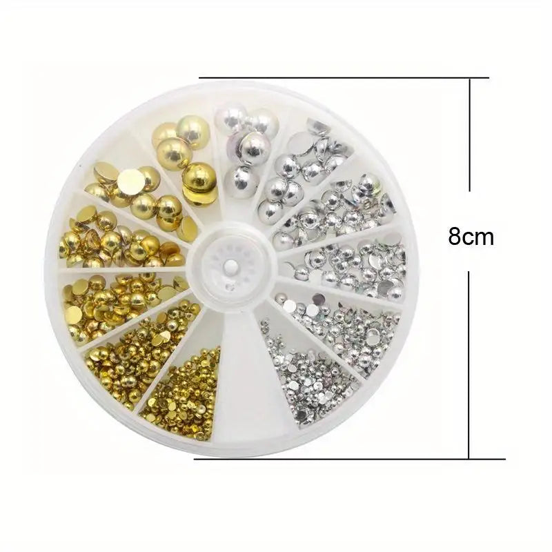 720pcs Flat Back Faux Pearl Embellishments – Gold & Silver DIY Set Pearl Craft Embellishments Babs