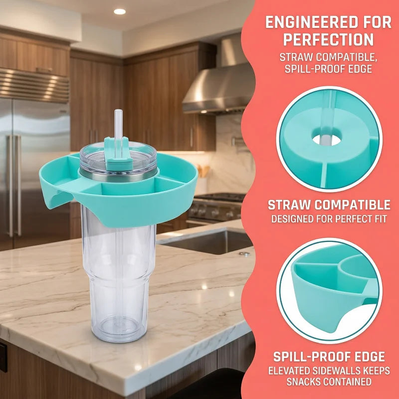 Snack Tray with Cup Holder – 4-Compartment Divided Platter Divided Snack Tray Babs
