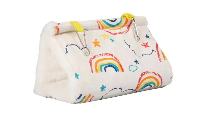 Parrot Cotton Nest – Warm Triangle Hanging Bird Hammock Bird Nest Hammock Babs Rainbow 19X10X10CM