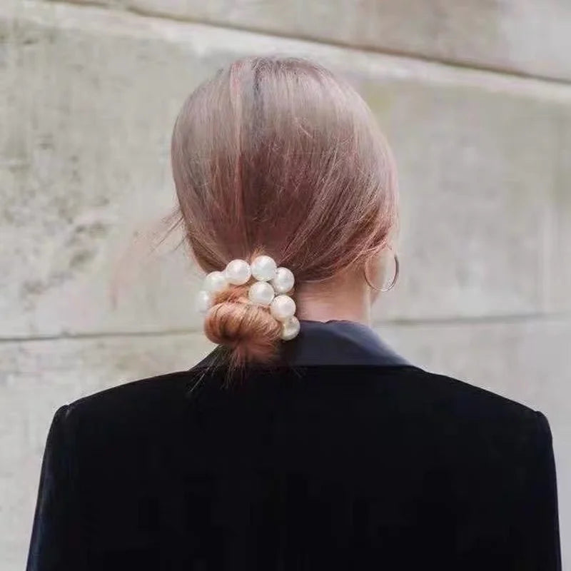Pearl Scrunchie Hair Tie – Korean Style Ponytail Holder Pearl Hair Scrunchie Babs