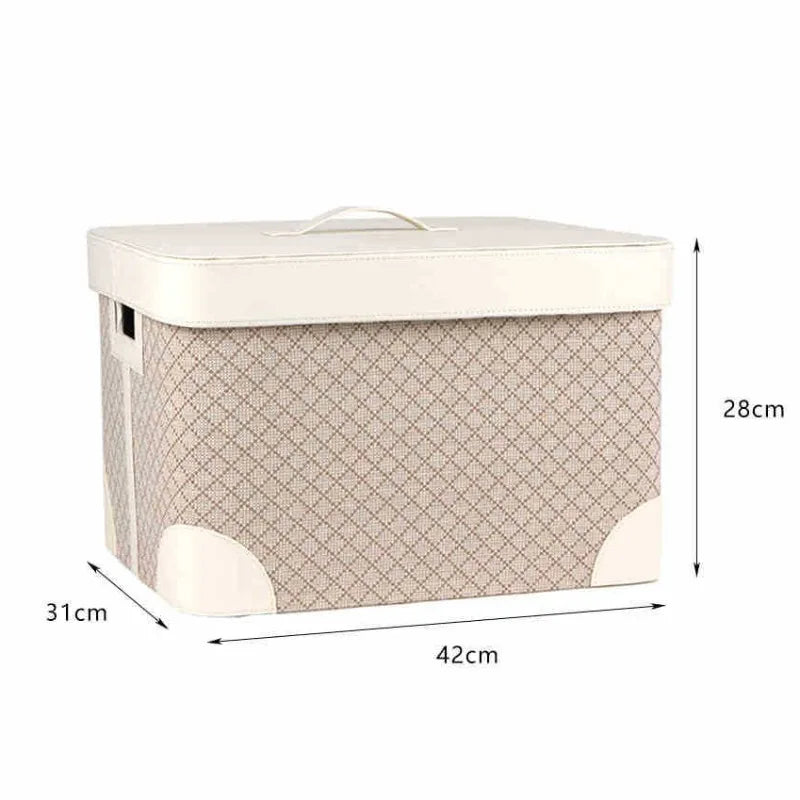 Large Leather Storage Box with Lid – Retro Luxury Organizer Leather Storage Box Babs White-Medium