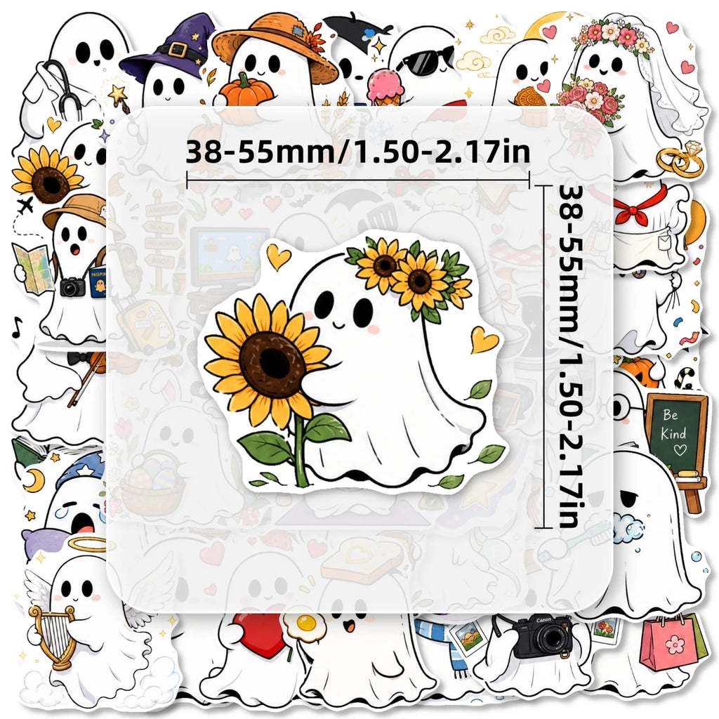 50pcs Ghost Holiday Waterproof Vinyl Stickers – Halloween Decals Holiday Vinyl Stickers Babs
