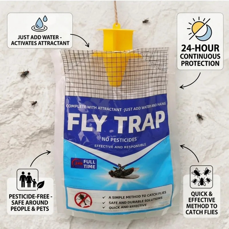 Outdoor Hanging Fly Trap Bag – High Capacity Disposable Catcher Fly Trap Bag Babs