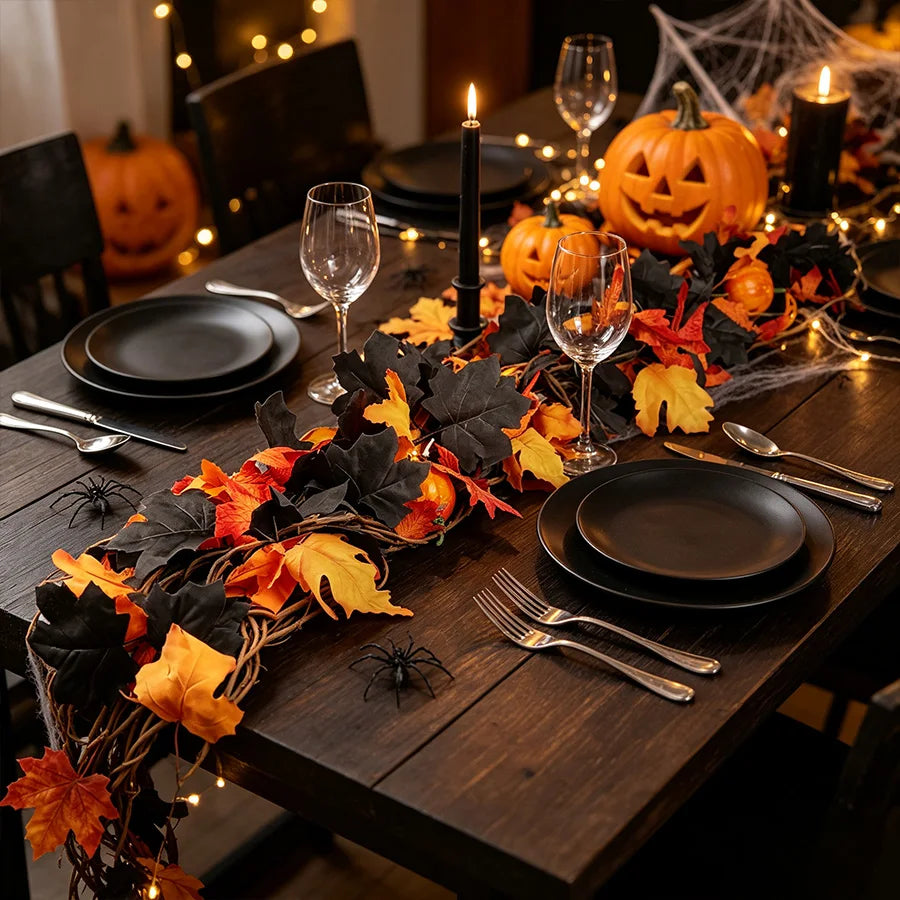 Artificial Autumn Maple Leaf Garland – Halloween & Fall Decor Artificial Leaf Garland Babs