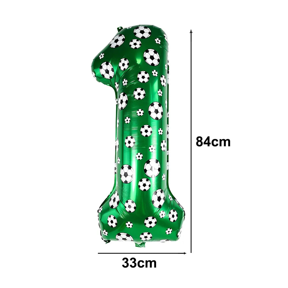 Green Soccer Number Foil Balloons Set 0-9 | Football Party Decor Party Foil Balloons Babs A number-1 As pictures show