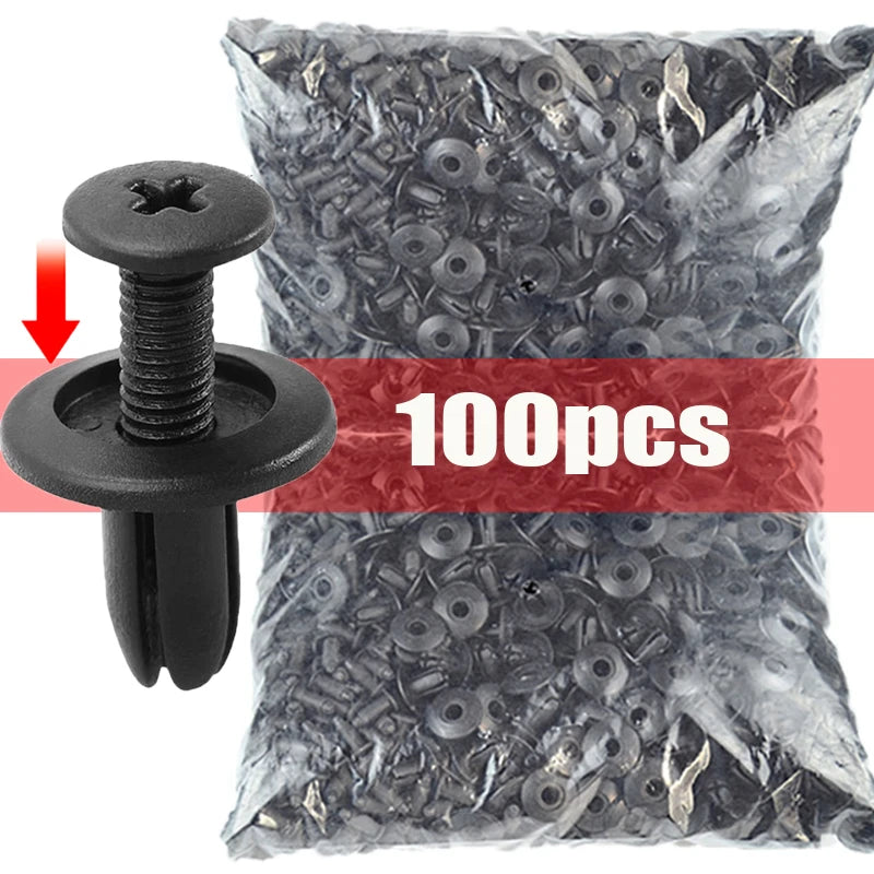 100pcs 8mm Black Plastic Rivets Car Bumper Fender Clips Automotive Fastener Clips Babs