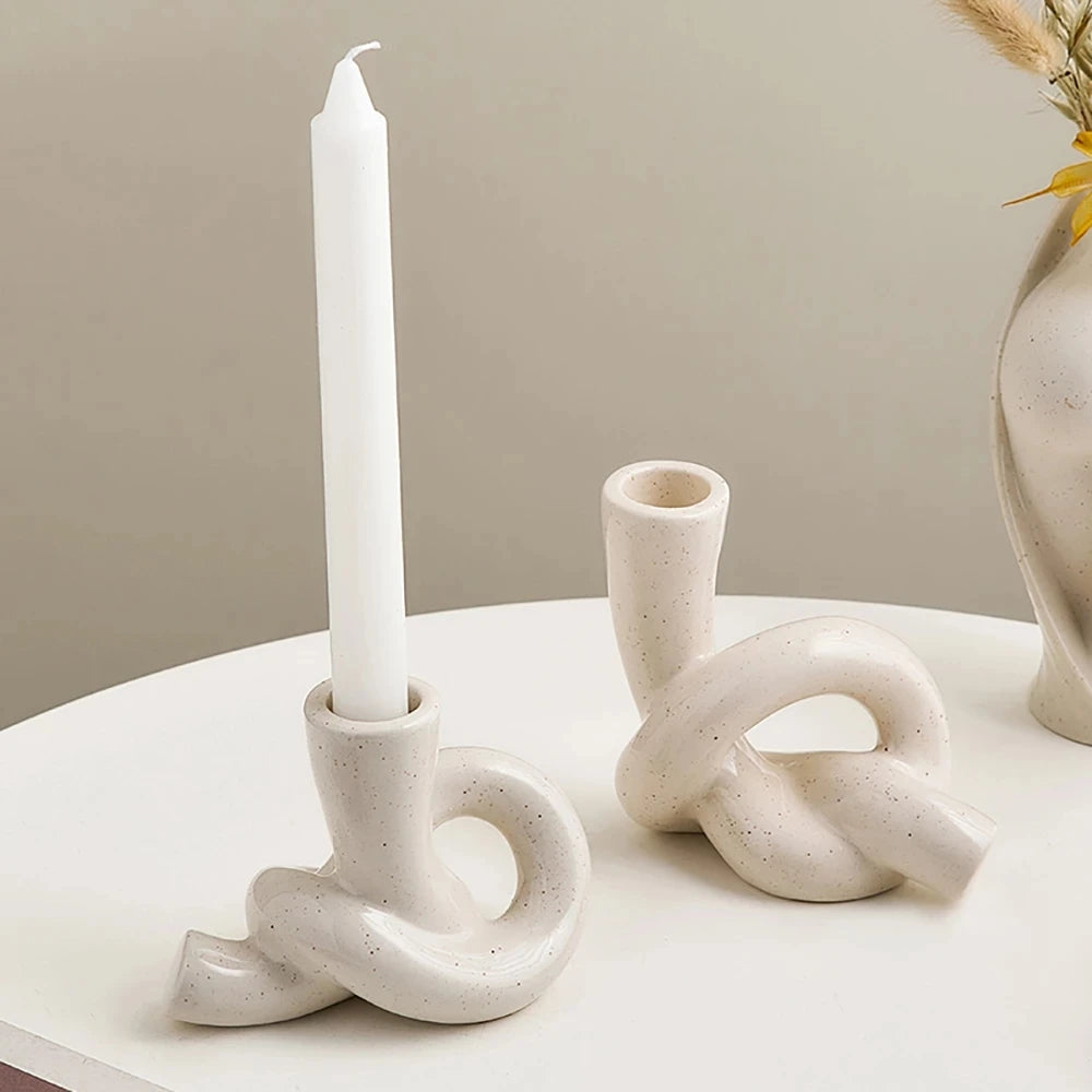 Ceramic Candlestick Holder – Modern Handmade Home Table Decor Candle Holder Babs
