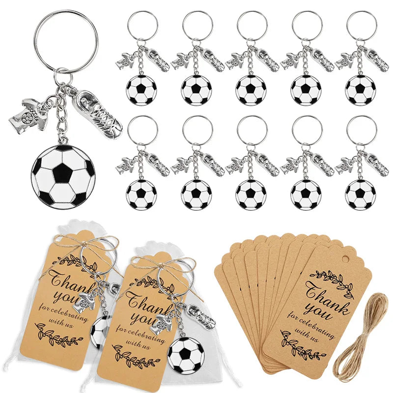 10-Set Football Keychain Party Favors with Thank You Cards Party Favor Set Babs