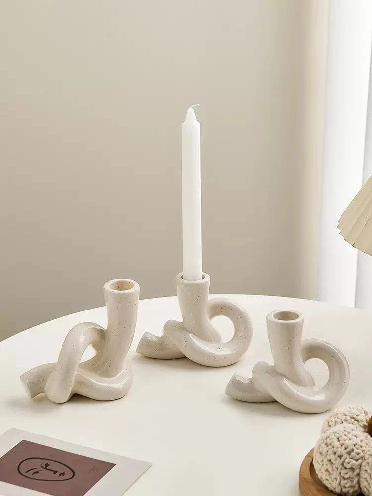 Ceramic Candlestick Holder – Modern Handmade Home Table Decor Candle Holder Babs