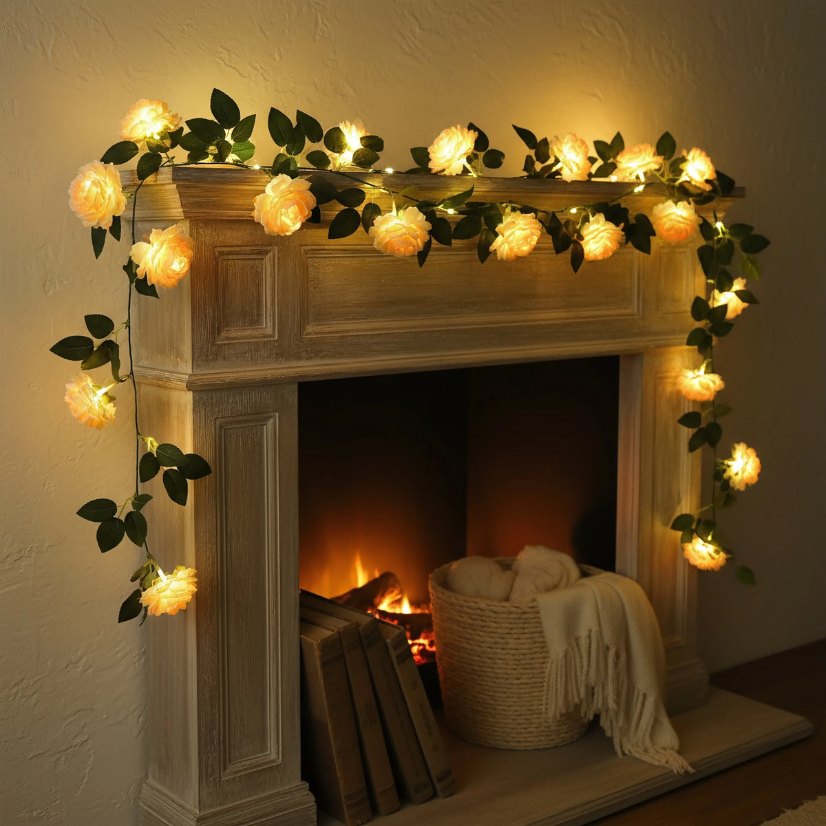 Peony Vine LED Wreath – Silk Artificial Flower Wall & Wedding Décor Artificial Flower Garland Babs