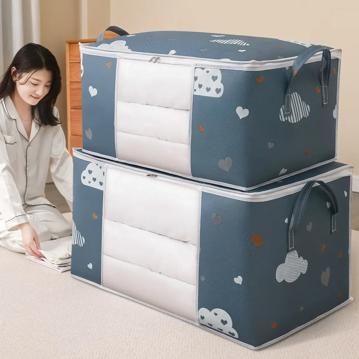 Large Foldable Non-Woven Storage Bag – Quilt & Clothing Organizer Foldable Storage Bag Babs