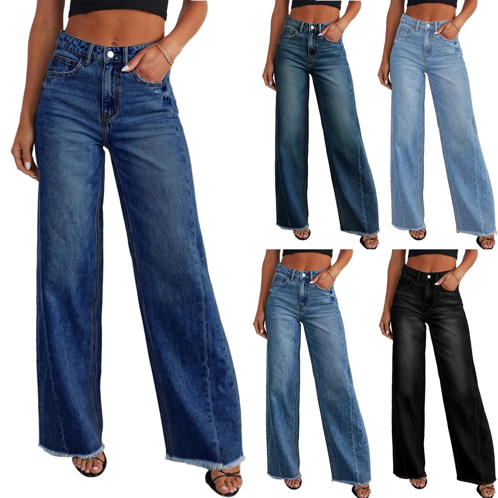 Women's Retro High Waist Straight Leg Distressed Jeans Women's Denim Jeans Babs