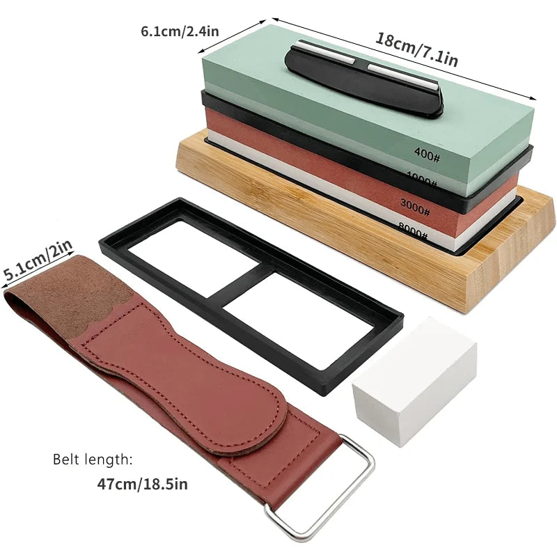 9-Piece Knife Sharpening Kit – 400 to 8000 Grit Whetstone Set Knife Sharpening Kit Babs