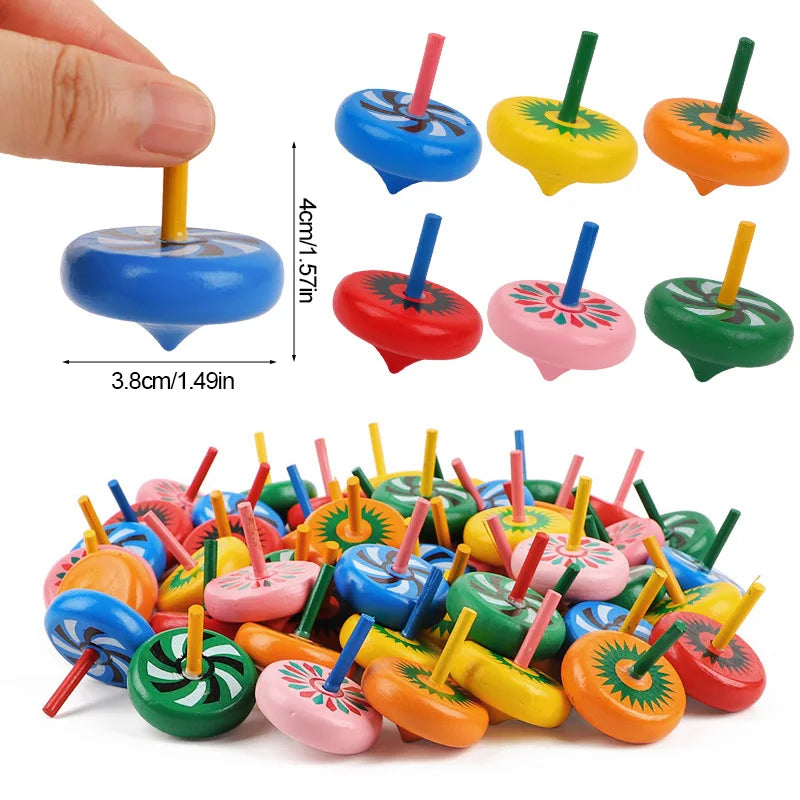 Mini Wooden Spinning Tops 12/24 Pcs – Kids Party Favors & Gifts Kids Party Favor Toy Babs