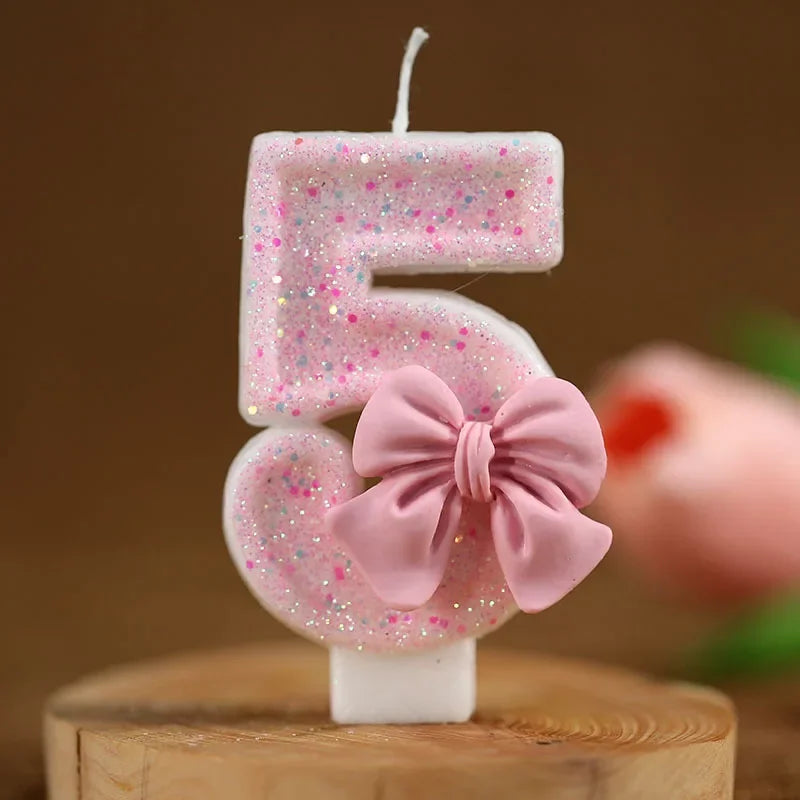 Pink Bow 3D Number Cake Candles – Birthday Party Decoration Number Cake Candles Babs 5