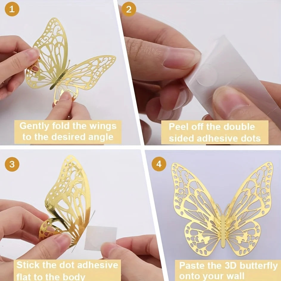 12pcs 3D Butterfly Wall Stickers – Home & Room Decor Wall Sticker Set Babs