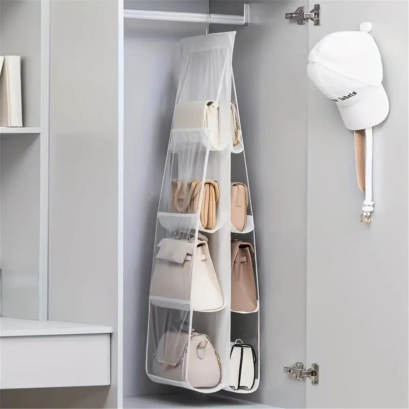 HOMEFISH 4-Layer Hanging Bag Organizer – Dust-Proof Storage Hanging Bag Organizer Babs White 4-Layer